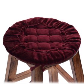 2Pcs Round Chair Pads 15 inches Flannel Seat Cushions for Kitchen Bar Stools High Chairs - Wine Red