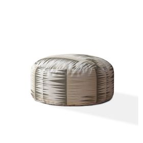 Indoor BANDELIER Blue/Taupe/Camel Tan Round Zipper Pouf - Stuffed - Extra Beads Included! - 24in dia x 20in tall