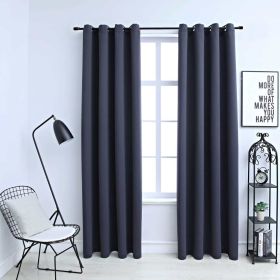 Blackout Curtains with Rings 2 pcs Anthracite 54"x84" Fabric