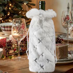 Plush Snowflake Sequins Christmas Bottle Cover (Option: Diamond Lattice)