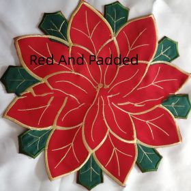 Christmas Embroidered Tablecloth Round Cover Towel (Option: Red And Padded-40x 40 Round)