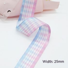 Solid Color Scottish Plaid Ribbon Hand-made DIY Clothing Ornament Bouquet Gift Packaging (Option: B008 Plaid Ribbon 38mm-B008-38mm25 Code Volume)