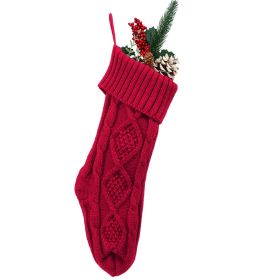 Embroidered Knitted Christmas Stockings Gift Bag (Option: Red-46cm)