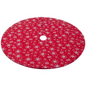 Christmas Non-woven Fabric White Color With Red Outsole Snowflake Tree Skirt (Option: 48 Inch Red)