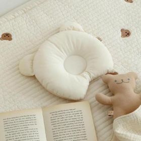 Baby Bear Ear Pillow Baby Correct Head Shape Breathable Headrest (Option: White-27X23X4cm)