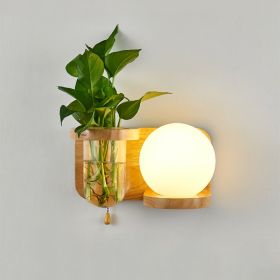 Nordic Bedroom Bedside Creative Balcony Living Room Aisle Japanese LED Wall Lamp (Option: Without Light Source-Base Round Lampshade Right)