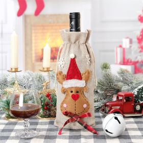 Christmas Holiday Decorations Linen Red Wine Bottle Bag (Option: Christmas Deer)