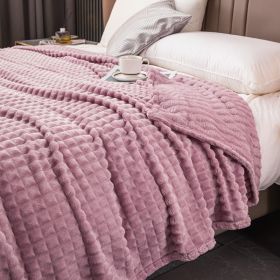 Milk Velvet Blanket Thickened Strip Cut Flower Flannel Blanket (Option: Cut Grid Taro Purple-150 X200CM Cover Blanket)