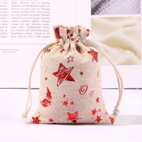 Cotton And Linen Bronzing Gift Bag Christmas Drawstring Bag (Option: Red Star Moon 10x14CM)