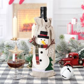 Christmas Holiday Decorations Linen Red Wine Bottle Bag (Option: Christmas Snowman)