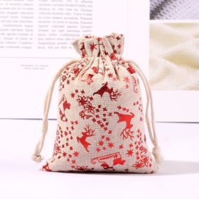 Cotton And Linen Bronzing Gift Bag Christmas Drawstring Bag (Option: Red Sled Santa Claus 10x14CM)