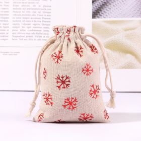 Cotton And Linen Bronzing Gift Bag Christmas Drawstring Bag (Option: Red Snowflake 13x18CM)