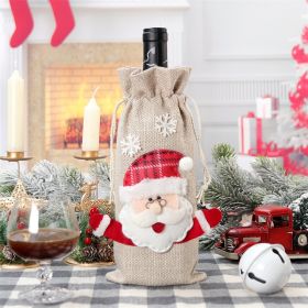 Christmas Holiday Decorations Linen Red Wine Bottle Bag (Option: Santa Claus Head)