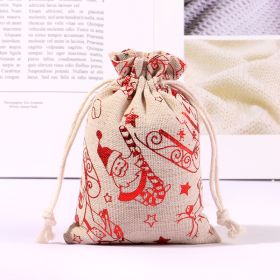 Cotton And Linen Bronzing Gift Bag Christmas Drawstring Bag (Option: Red Santa Claus 13x18CM)