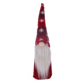 Christmas Decoration Long Body Doll Faceless Elderly Pendant (Color: Red)