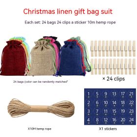 Linen Drawstring Christmas Gift Bag (Option: One Star Blue Digital Stickers)