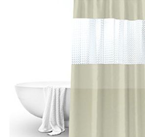 Splicing Translucent Waterproof Mildew Proof Bathroom Bath Shower Partition Curtain (Color: beige)