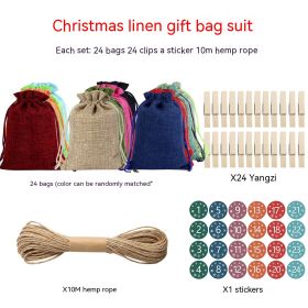 Linen Drawstring Christmas Gift Bag (Option: 6 Color Digital Stickers)