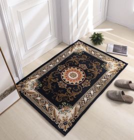 Thickened Absorbent Jacquard Carpet Dornier Woven Living Room Bathroom Rug Kitchen Non-slip Home Entry Floor Door Mat Red Brown (Color: Navy Blue)