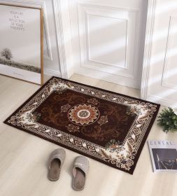 Thickened Absorbent Jacquard Carpet Dornier Woven Living Room Bathroom Rug Kitchen Non-slip Home Entry Floor Door Mat Red Brown (Color: Coffee)