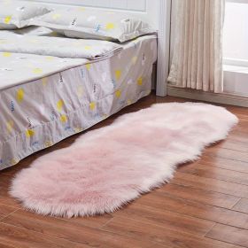 1pc, Wool Carpet Long Fur Carpet Indoor Bedroom Floor Mat 23.62*70.87inch Ripped Shape Acrylic 80% Polyester 20% Suede Fleece Bottom Long Fur Carpet (Color: pink)