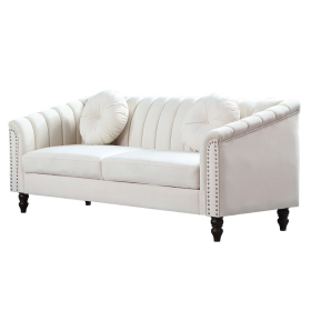 Beige Lint Sofa Set (Color: beige)