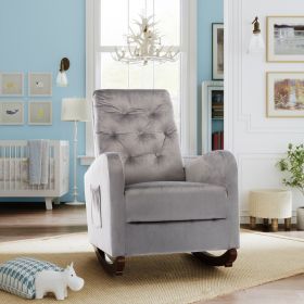 Baby Room High Back Rocking Chair Nursery Chair , Comfortable Rocker Fabric Padded Seat ,Modern High Back Armchair (Color: as Pic)