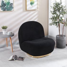 Modern Velvet Swivel Accent Chair, Swivel Barrel Chair with Gold Finish Stainless Steel Base (Color: as Pic)