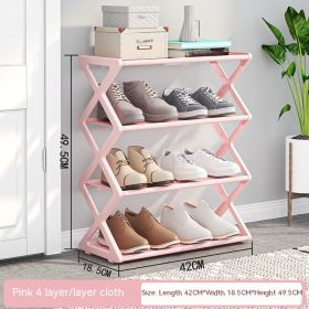 X-type Shoe Rack Simple Assembly Steel Tube Student Dormitory Multi-functional Storage Rack (Option: Pink-495X420X185Mm)