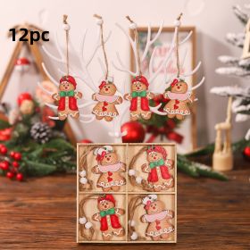 Christmas Decorations Cartoon Four-grid Wooden Gingerbread Man Couple Doll Pendant (Option: Type B)