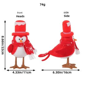 Jingchen Christmas Luminous Bird Christmas Gift Table Decorative Ornaments (Option: N3 9 Red Top Hat)