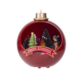 Ornament Snow House Decoration Christmas Gift (Color: Red)