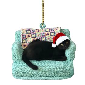 Black Cat Christmas Decorations Acrylic Double-sided Printing Ornaments (Option: Sofa Cat)