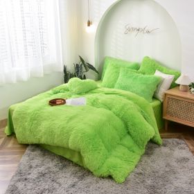 Mink Fur Four-piece Plush Rhinestone Velvet Duvet Cover (Option: Green-200x230cm)