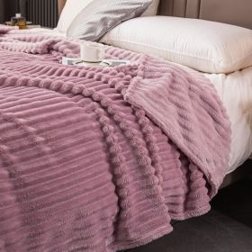 Milk Velvet Blanket Thickened Strip Cut Flower Flannel Blanket (Option: Taro Purple-180 X200CM Cover Blanket)