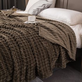 Milk Velvet Blanket Thickened Strip Cut Flower Flannel Blanket (Option: Cut Grid Dark Gray-180 X200CM Cover Blanket)