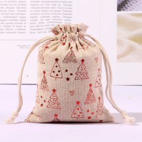 Cotton And Linen Bronzing Gift Bag Christmas Drawstring Bag (Option: Christmas Tree 13x18CM)