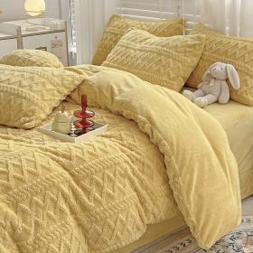 Four-piece Bed Set Thickened Warm Milk Fiber (Option: Lemon Yellow Basic Style-180cm Bed Sheet Set Of 4)