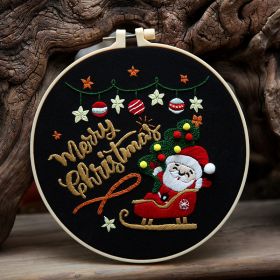 Christmas Cartoon Pendant Round Living Room Decoration (Option: Santa Claus And Sledge-Stretch Plus Photo Frame)