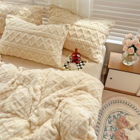 Four-piece Bed Set Thickened Warm Milk Fiber (Option: Cream Yellow Basic Style-150cm Bed Sheet Set Of 4)