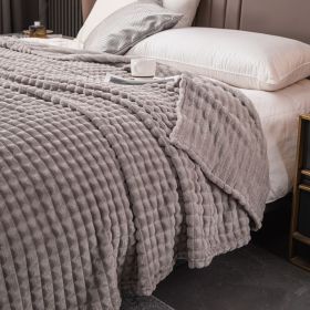 Milk Velvet Blanket Thickened Strip Cut Flower Flannel Blanket (Option: Cut Grid Silver Gray-180 X200CM Cover Blanket)