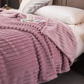 Milk Velvet Blanket Thickened Strip Cut Flower Flannel Blanket (Option: Taro Purple-230 X200CM Cover Blanket)