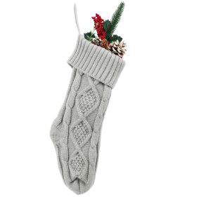 Embroidered Knitted Christmas Stockings Gift Bag (Option: Gray-46cm)