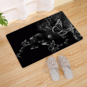 Halloween Flannel Floor Mat Bathroom Toilet Door Non-slop Mats Skull Absorbent Printing Floor Mat (Option: Halloween 210010-45x75)