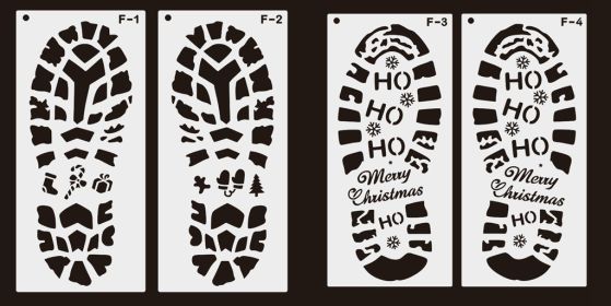 Christmas Footprints Hollow Out Template Ruler (Option: 4pcs set)