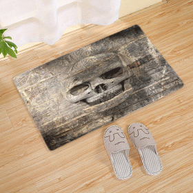 Halloween Flannel Floor Mat Bathroom Toilet Door Non-slop Mats Skull Absorbent Printing Floor Mat (Option: Halloween 210004-60x90)