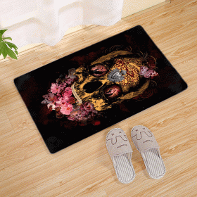 Halloween Flannel Floor Mat Bathroom Toilet Door Non-slop Mats Skull Absorbent Printing Floor Mat (Option: Halloween 210012-50x80)