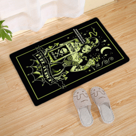 Halloween Flannel Floor Mat Bathroom Toilet Door Non-slop Mats Skull Absorbent Printing Floor Mat (Option: Halloween 210019-60x90)